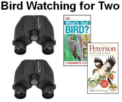 Library of Things Bird Watching kit with 2 pairs of binoculars adn bird reference books