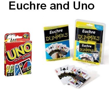 Library of Things Euchre cards and play book with Uno