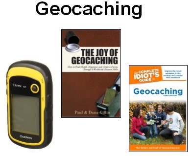 Library of Things Geocaching kit with AGPS and guide books