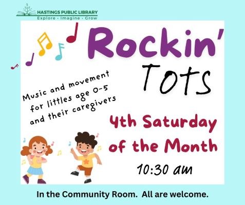 Rockin Tots promo - last Saturday of the month, 10:30am, for littles ages 0-5