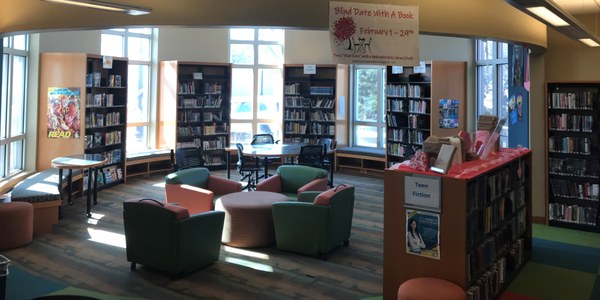 Teen book shelves and seating